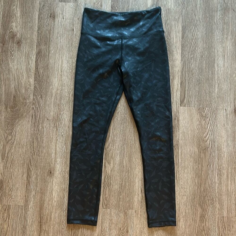 Zyia Active Leather Feather Light N‎ Tight Hi Rise Leggings Black 4 Compressive